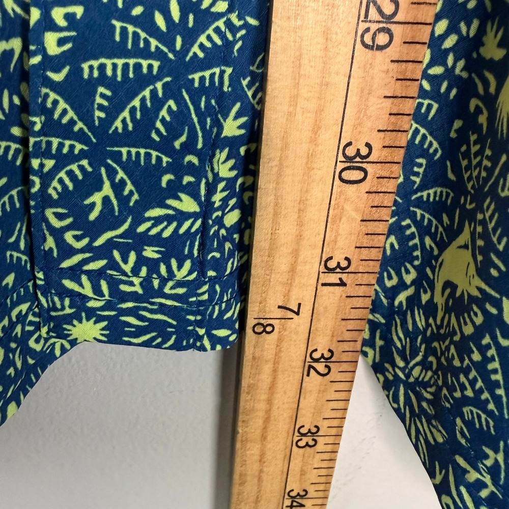 Columbia PFG Size L Omni-Shade Blue Lime  Fish Print Short Sleeve Fishing Shirt - Picture 8 of 9